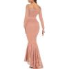 imageLALAGEN Womens Floral Lace Long Sleeve Off Shoulder Wedding Mermaid DressLight Pink