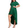 imageLALAGEN Plus Size Maxi Dress for Women Casual Short Sleeve Ruffle Flowy High Low Summer Long Dress 1X6XDark Green