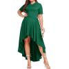 imageLALAGEN Plus Size Maxi Dress for Women Casual Short Sleeve Ruffle Flowy High Low Summer Long Dress 1X6XDark Green