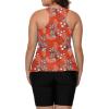 imageLALAGEN Womens 2024 Plus Size Tankini Swimsuit Rash Guard Capris Athletic Two Piece Swimwear Bathing Suits for Women S5XFloral Orange