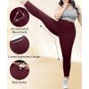 imageLALAGEN Womens Plus Size Fleece Lined Leggings Water Resistant Thermal Winter Warm High Waisted Workout Pants with PocketsRed