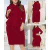 imageLALAGEN Womens Plus Size Long Sleeve Peplum Tie Neck Bodycon Pencil Midi DressZsoild Red