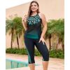 imageLALAGEN Womens Plus Size Swimsuits 2024 Modest Rash Guard Capris Tankini Bathing Suits Two Piece Bathing Suit SwimwearGreen Dots Print