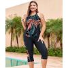 imageLALAGEN Womens Plus Size Swimsuits 2024 Modest Rash Guard Capris Tankini Bathing Suits Two Piece Bathing Suit SwimwearOrange Leaves