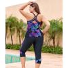 imageLALAGEN Womens Plus Size Swimsuits 2024 Modest Rash Guard Capris Tankini Bathing Suits Two Piece Bathing Suit SwimwearPurple Pineapple