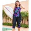 imageLALAGEN Womens Plus Size Swimsuits 2024 Modest Rash Guard Capris Tankini Bathing Suits Two Piece Bathing Suit SwimwearPurple Pineapple