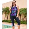 imageLALAGEN Womens Plus Size Swimsuits 2024 Modest Rash Guard Capris Tankini Bathing Suits Two Piece Bathing Suit SwimwearPurple Pineapple