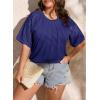 imageLALAGEN Womens Plus Size T Shirts Trendy Lace Short Sleeve Crewneck Blouse Shirts Summer Casual Knitted Blouse Tops 1X5XRoyal Blue