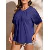 imageLALAGEN Womens Plus Size T Shirts Trendy Lace Short Sleeve Crewneck Blouse Shirts Summer Casual Knitted Blouse Tops 1X5XRoyal Blue