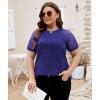 imageLALAGEN Womens Plus Size T Shirts Trendy Lace Short Sleeve Crewneck Blouse Shirts Summer Casual Knitted Blouse Tops 1X5XRoyal Blue