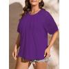 imageLALAGEN Womens Plus Size T Shirts Trendy Lace Short Sleeve Crewneck Blouse Shirts Summer Casual Knitted Blouse Tops 1X5XZpurple