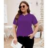 imageLALAGEN Womens Plus Size T Shirts Trendy Lace Short Sleeve Crewneck Blouse Shirts Summer Casual Knitted Blouse Tops 1X5XZpurple