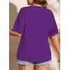 imageLALAGEN Womens Plus Size T Shirts Trendy Lace Short Sleeve Crewneck Blouse Shirts Summer Casual Knitted Blouse Tops 1X5XZpurple