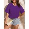 imageLALAGEN Womens Plus Size T Shirts Trendy Lace Short Sleeve Crewneck Blouse Shirts Summer Casual Knitted Blouse Tops 1X5XZpurple