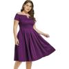 imageLALAGEN Womens Plus Size Vintage 1950s Party Cocktail Wedding Swing Midi DressZsoild Purple