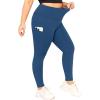 imageLALAGEN Plus Size Leggings for Women with PocketsHigh Waisted 78 Leggings Tummy Control Workout Gym Yoga PantsDark Blue