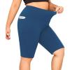 imageLALAGEN Women Plus Size Biker Shorts with Pockets  Tummy Control Gym Workout Running Yoga Volleyball Athletic ShortsDark Blue