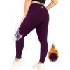 imageLALAGEN Womens Plus Size Fleece Lined Leggings Water Resistant Thermal Winter Warm High Waisted Workout Pants with PocketsPurple