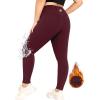 imageLALAGEN Womens Plus Size Fleece Lined Leggings Water Resistant Thermal Winter Warm High Waisted Workout Pants with PocketsRed
