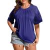 imageLALAGEN Womens Plus Size T Shirts Trendy Lace Short Sleeve Crewneck Blouse Shirts Summer Casual Knitted Blouse Tops 1X5XRoyal Blue