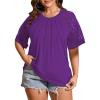 imageLALAGEN Womens Plus Size T Shirts Trendy Lace Short Sleeve Crewneck Blouse Shirts Summer Casual Knitted Blouse Tops 1X5XZpurple