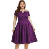 imageLALAGEN Womens Plus Size Vintage 1950s Party Cocktail Wedding Swing Midi DressZsoild Purple