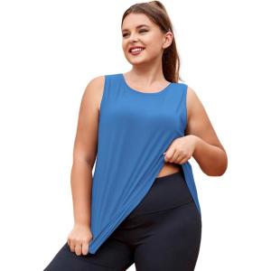 imageLALAGEN Plus Size Womens Workout Tank Tops Sleeveless Flowy Yoga Athletic Running ShirtsZbright Blue
