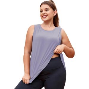 imageLALAGEN Plus Size Womens Workout Tank Tops Sleeveless Flowy Yoga Athletic Running ShirtsZgray Blue