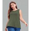 imageLALAGEN Plus Size Womens Workout Tank Tops Sleeveless Summer Loose Fit Flowy Yoga Athletic Running ShirtsArmy Green