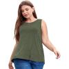 imageLALAGEN Plus Size Womens Workout Tank Tops Sleeveless Summer Loose Fit Flowy Yoga Athletic Running ShirtsArmy Green