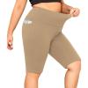 imageLALAGEN Women Plus Size Biker Shorts with Pockets  Tummy Control Gym Workout Running Yoga Volleyball Athletic ShortsLight Brown