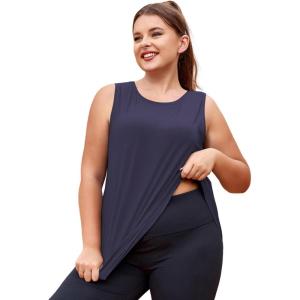 imageLALAGEN Plus Size Womens Workout Tank Tops Sleeveless Summer Loose Fit Flowy Yoga Athletic Running ShirtsNavy
