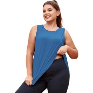 imageLALAGEN Plus Size Womens Workout Tank Tops Sleeveless Summer Loose Fit Flowy Yoga Athletic Running ShirtsZbright Blue