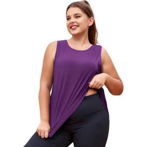 imageLALAGEN Plus Size Womens Workout Tank Tops Sleeveless Summer Loose Fit Flowy Yoga Athletic Running ShirtsZgemstone Purple