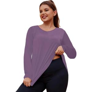 imageLALAGEN Womens UPF 50 Sun Shirts Plus Size Long Sleeve UV Protection Workout Tops Quick Dry Athletic Hiking ShirtZlight Purple