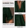 imageLALAGEN Womens Blouses Laser Cut Deep VNeck Puff Sleeve Blouse Tops 2025 Summer Boho Dressy Casual Swiss Dot Babydoll ShirtsAarmy Green