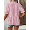 imageLALAGEN Womens Blouses Laser Cut Deep VNeck Puff Sleeve Blouse Tops 2025 Summer Boho Dressy Casual Swiss Dot Babydoll ShirtsPink