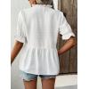 imageLALAGEN Womens Blouses Laser Cut Deep VNeck Puff Sleeve Blouse Tops 2025 Summer Boho Dressy Casual Swiss Dot Babydoll ShirtsWhite