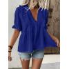 imageLALAGEN Womens Blouses Laser Cut Deep VNeck Puff Sleeve Blouse Tops 2025 Summer Boho Dressy Casual Swiss Dot Babydoll ShirtsZblue