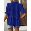 imageLALAGEN Womens Blouses Laser Cut Deep VNeck Puff Sleeve Blouse Tops 2025 Summer Boho Dressy Casual Swiss Dot Babydoll ShirtsZblue