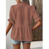 imageLALAGEN Womens Blouses Laser Cut Deep VNeck Puff Sleeve Blouse Tops 2025 Summer Boho Dressy Casual Swiss Dot Babydoll ShirtsZbrown
