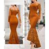 imageLALAGEN Womens Floral Lace Long Sleeve Off Shoulder Wedding Mermaid DressZorange