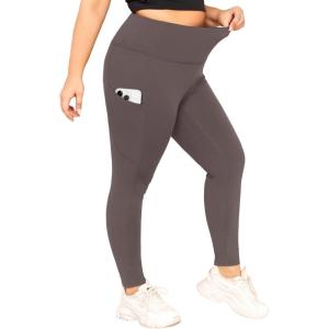 imageLALAGEN Plus Size Leggings for Women with PocketsHigh Waisted Compression Tummy Control Workout Gym 78 Length Yoga PantsGrey