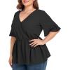imageLALAGEN Plus Size Tops for Women Casual Peplum Blouse Short Sleeve V Neck Dressy Top 1X6X
