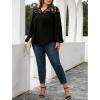 imageLALAGEN Womens Plus Size Blouses Casual Lace Long Sleeves V Neck Tops T Shirt