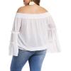 imageLALAGEN Womens Plus Size Chiffon Off Shoulder Long Ruffle Sleeve Blouse Top White L