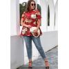 imageLALAGEN Womens Plus Size Short Sleeve Mock Neck Blouse Top Shirts Peony Red XL