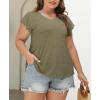 imagePlus Size T Shirts for Women 2025 V Neck Ruffle Short Sleeve Basic Tee Casual Loose Fit Blouse Summer Trendy Tunic Tops