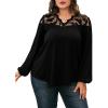 imageLALAGEN Womens Plus Size Blouses Casual Lace Long Sleeves V Neck Tops T Shirt