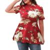 imageLALAGEN Womens Plus Size Short Sleeve Mock Neck Blouse Top Shirts Peony Red XL